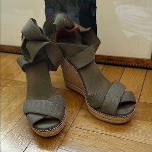 Tory Burch Olive Wedge Sandals